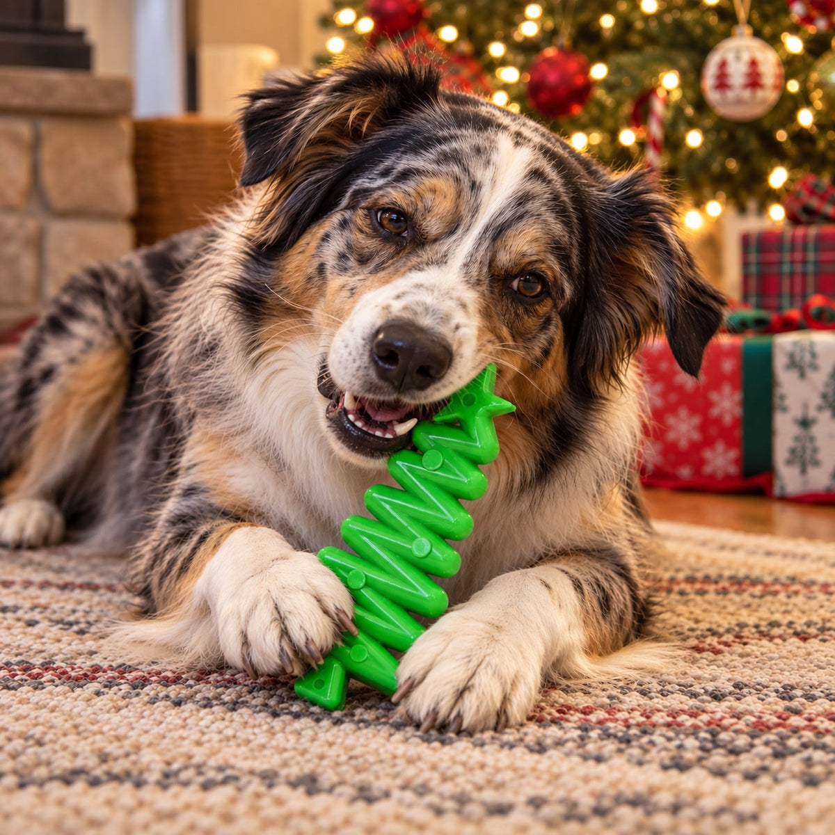 Christmas Tree Nylon Dog Chew Toy for Aggressive Chewers | USA Made &amp; FDA Compliant