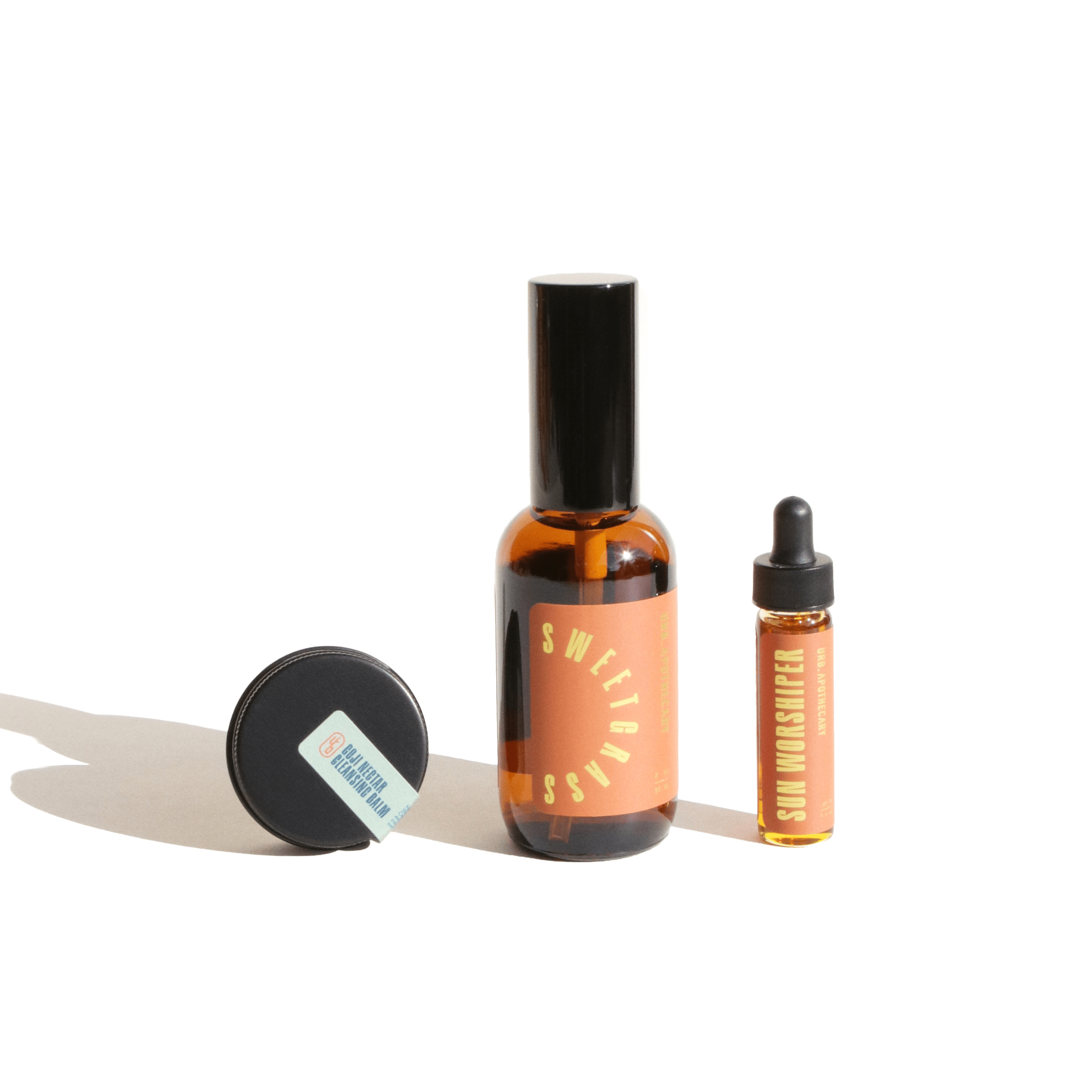 URB APOTHECARY CLEANSER Travel-Size / Goji / Sweetgrass Mist / Sun Worshiper Serum Daily Cleansing Bundle with Goji Nectar Cleansing Balm - Normal/Mature Skin