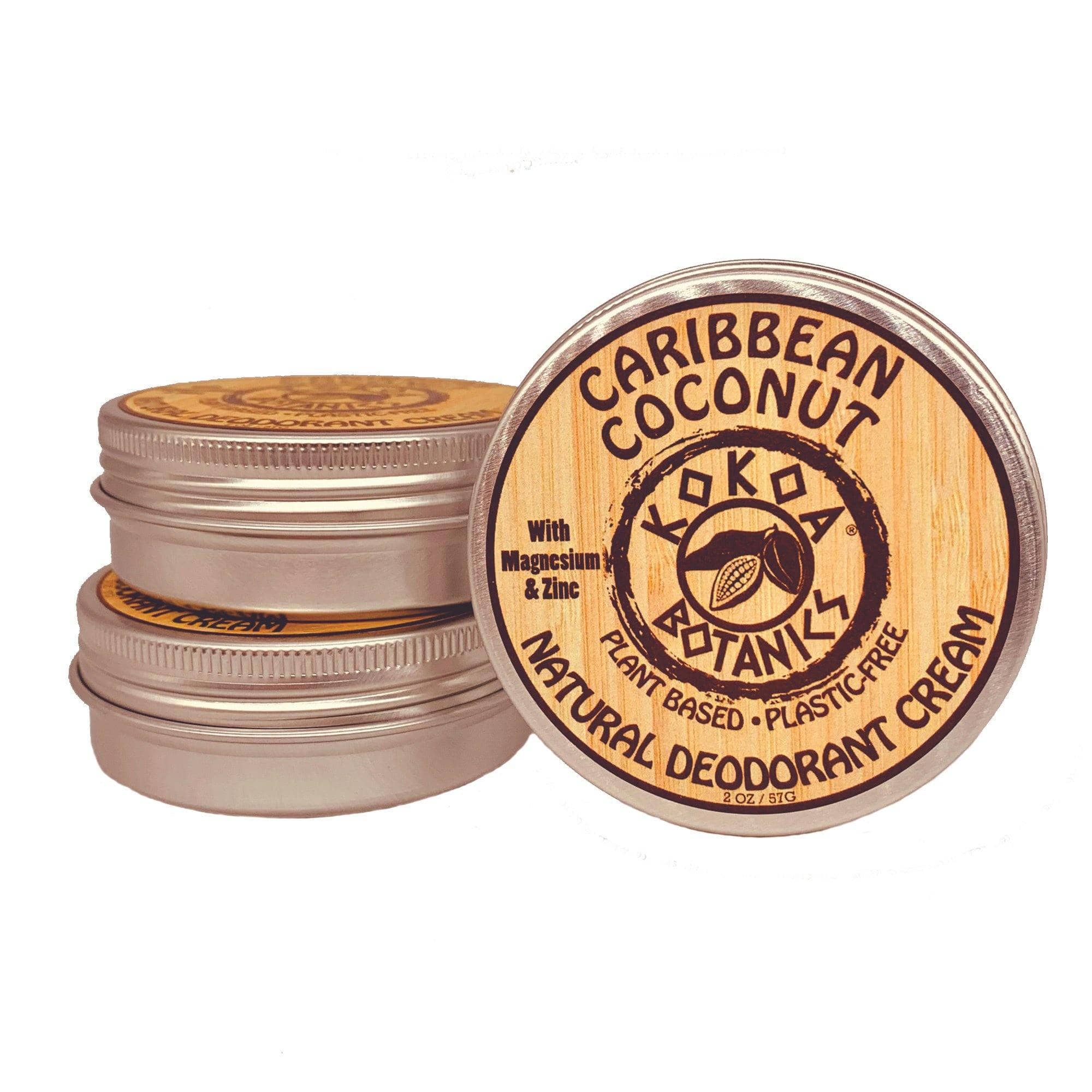 KOKOA BOTANICS Caribbean Coconut 3 Pack Caribbean Coconut - Natural Deodorant Cream - 2.5 oz