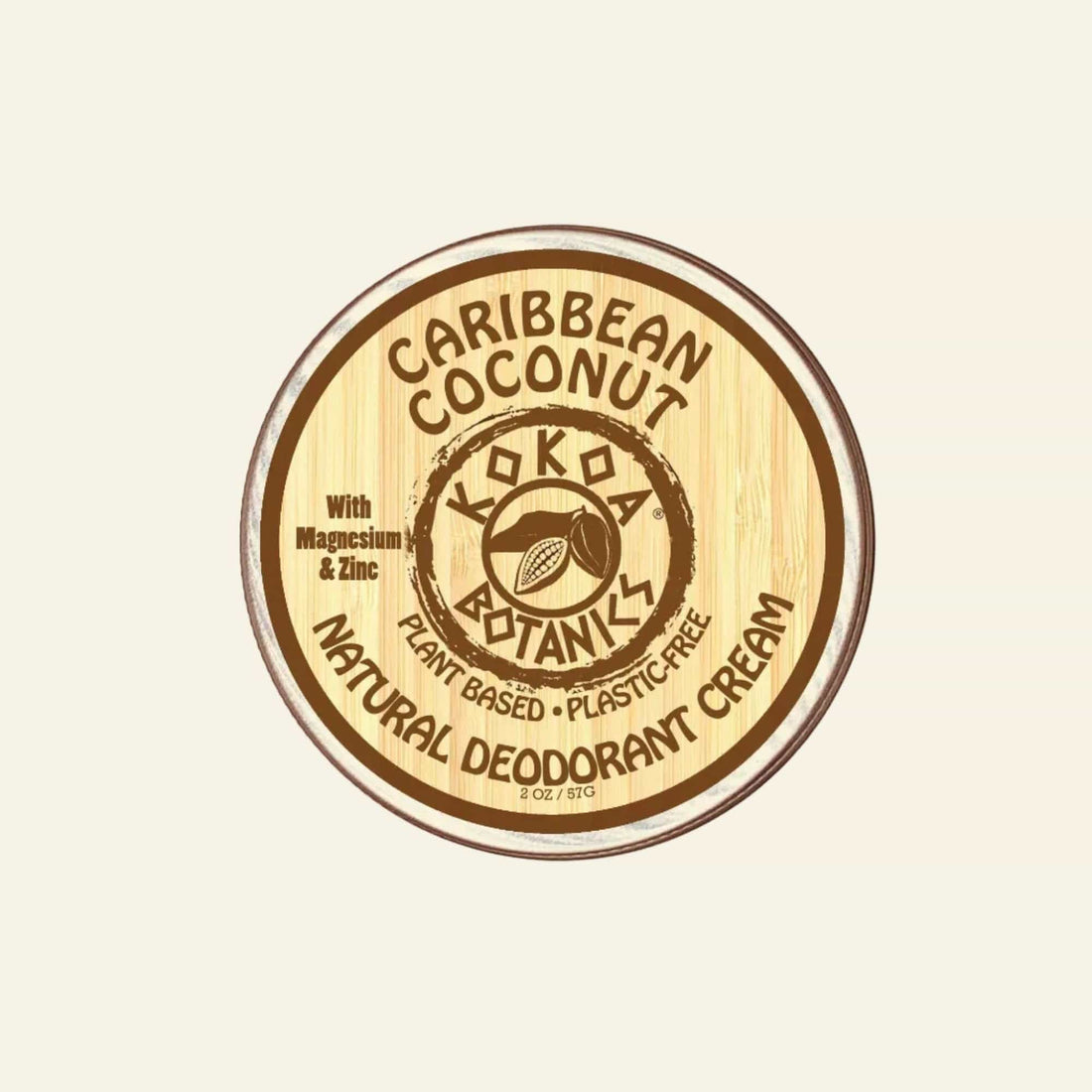 Lokoa Botanics Caribbean Coconut natural deodorant cream container on a white background