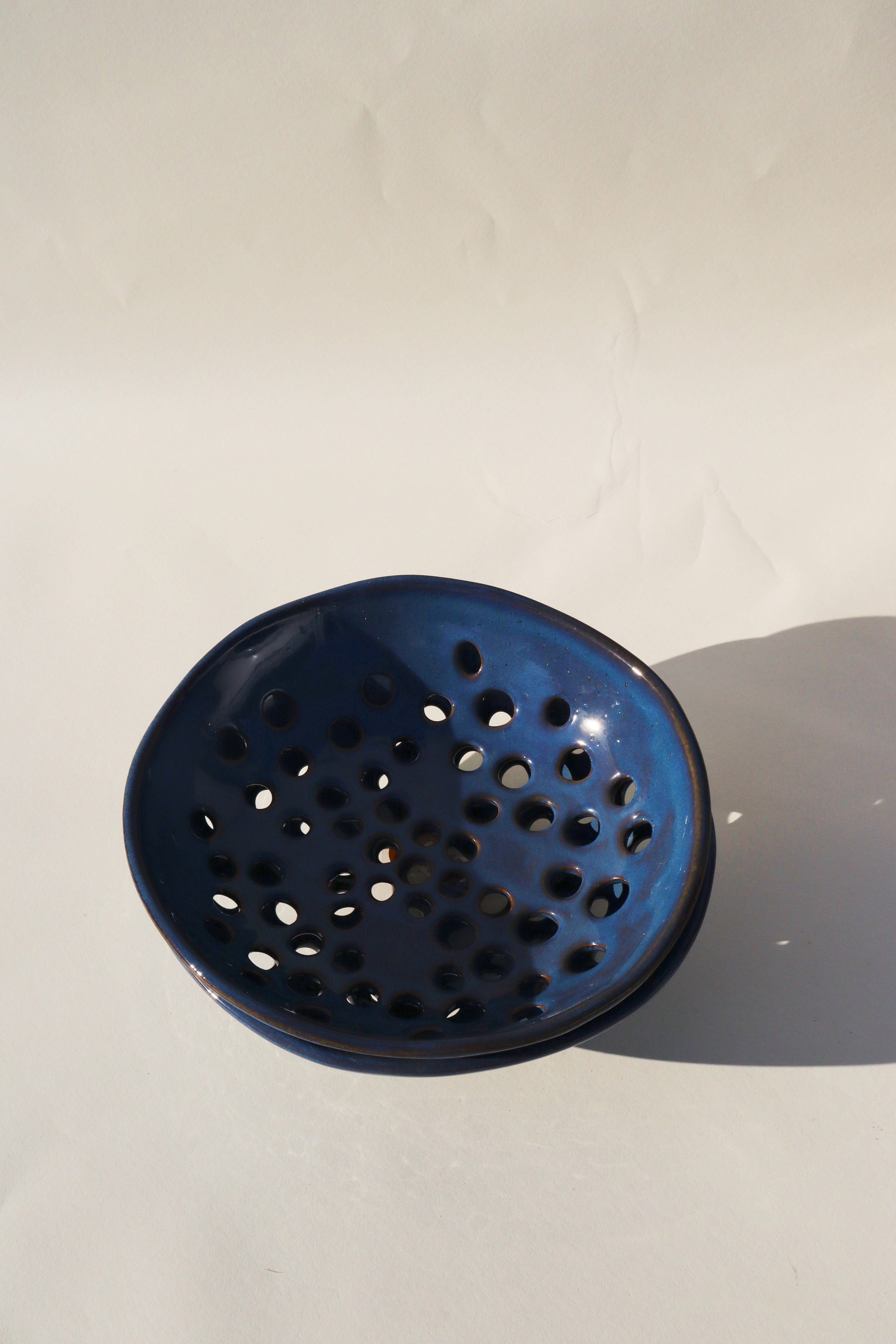 Glazed Garage Ceramics Tableware Newland Colander | Deep Sea