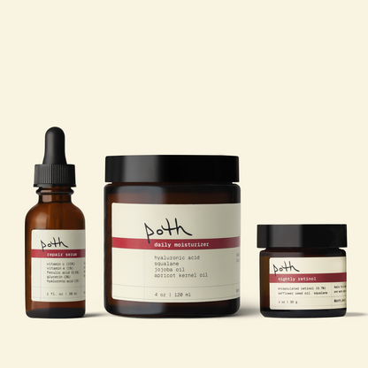 The Collagen Support set: repair serum + nightly retinol + lipid gel moisturizer