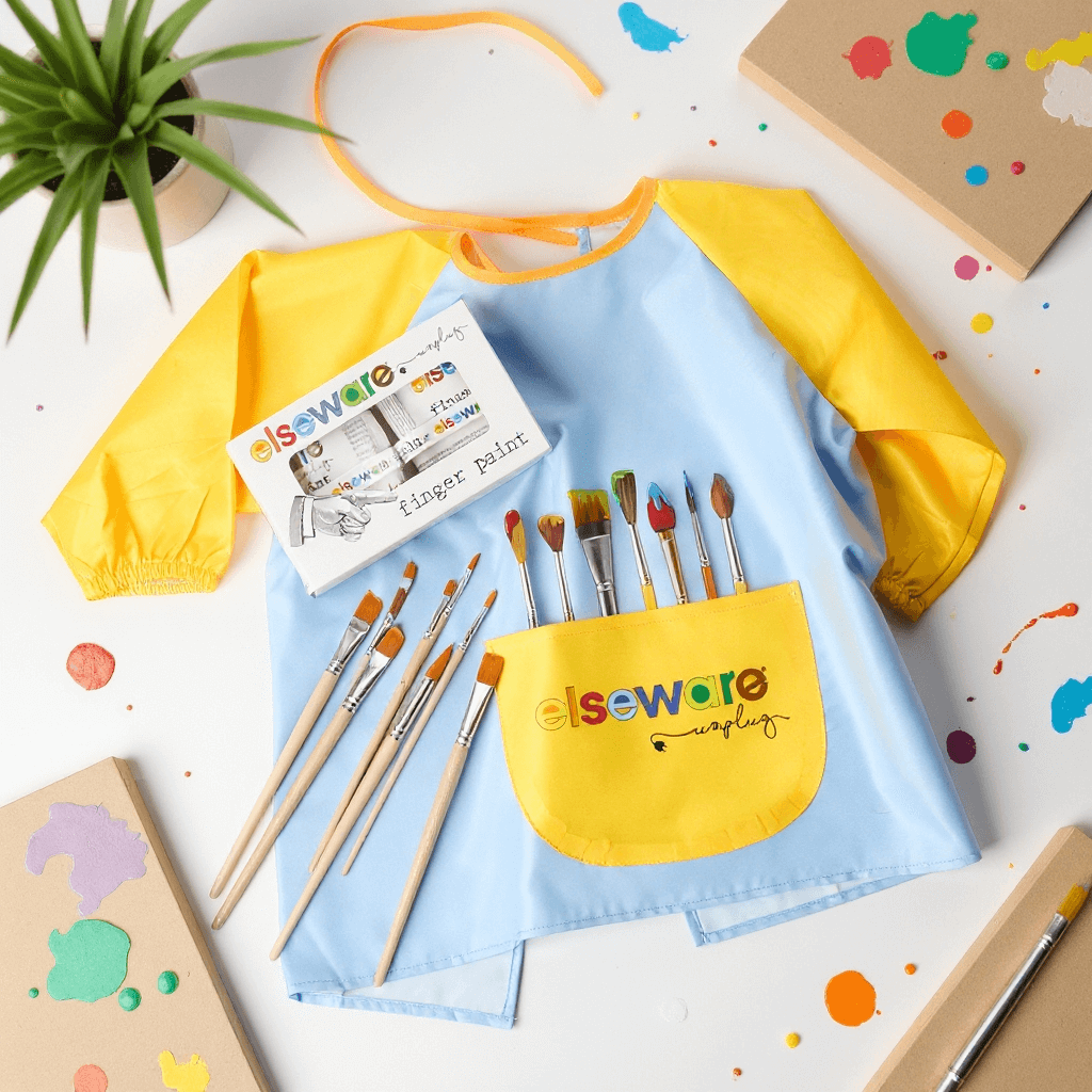 Mess-Free Kids Paint Bundle | All-Natural Finger Paint &amp; Art Smock Set