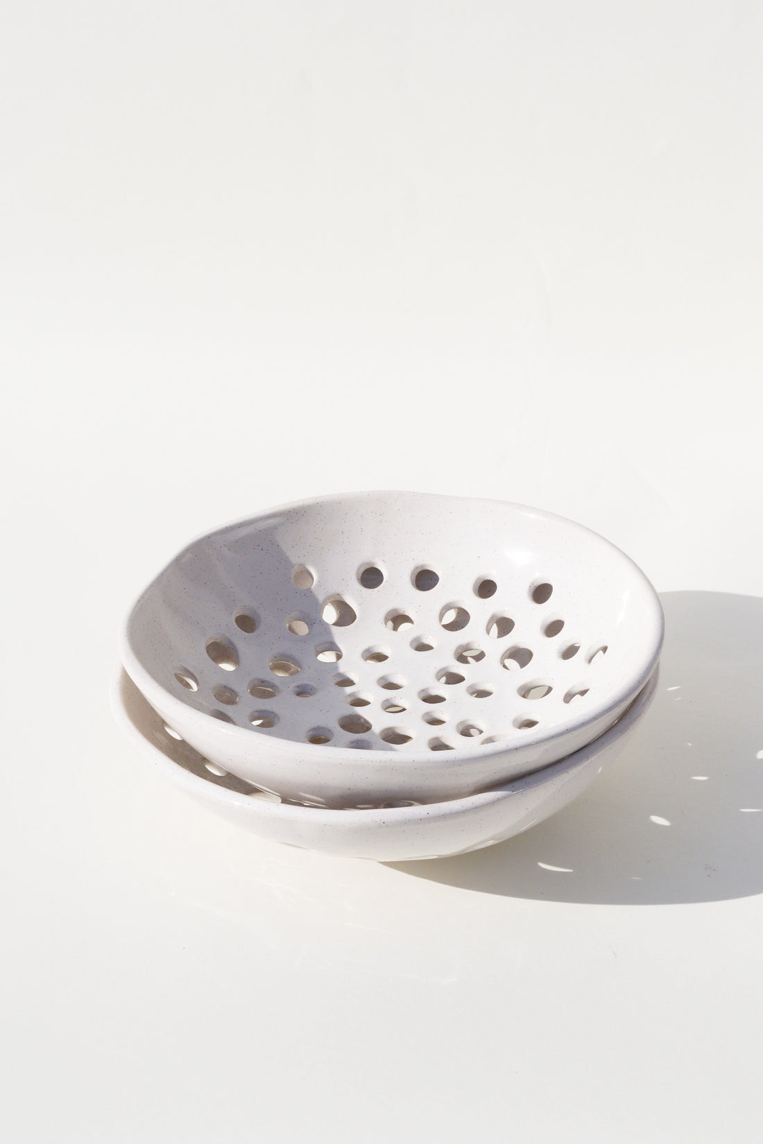Glazed Garage Ceramics serveware Newland Colander | White Speckle