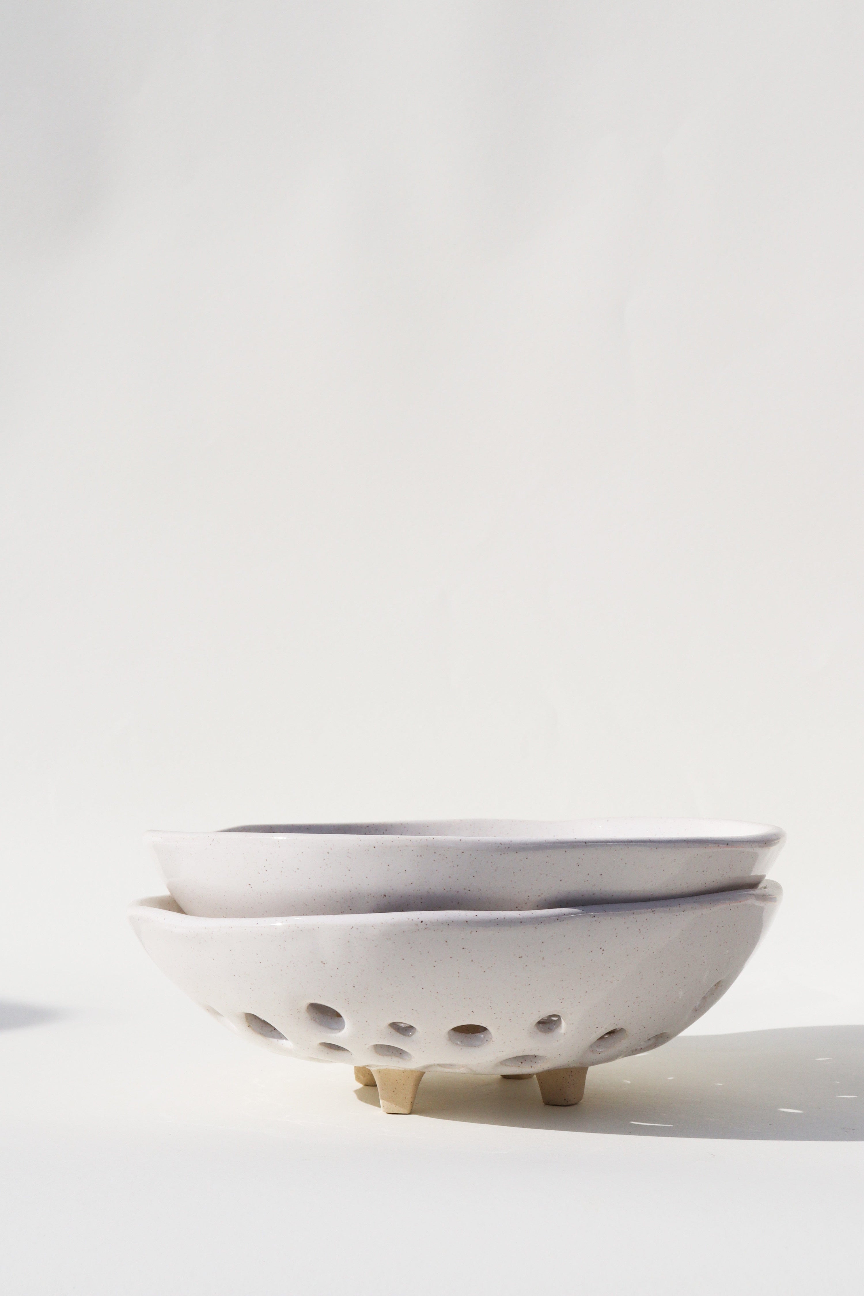Glazed Garage Ceramics serveware Newland Colander | White Speckle