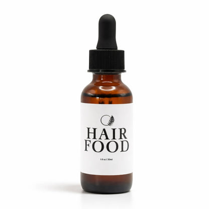 An amber glass dropper bottle with a black dropper cap and a white label reading &