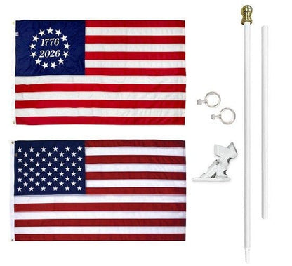 Flags Unlimited Kit w/ Nylon U.S. Flag &amp; Betsy Ross Commemorative America 250 Flag Commemorative Betsy Ross Flag Kit
