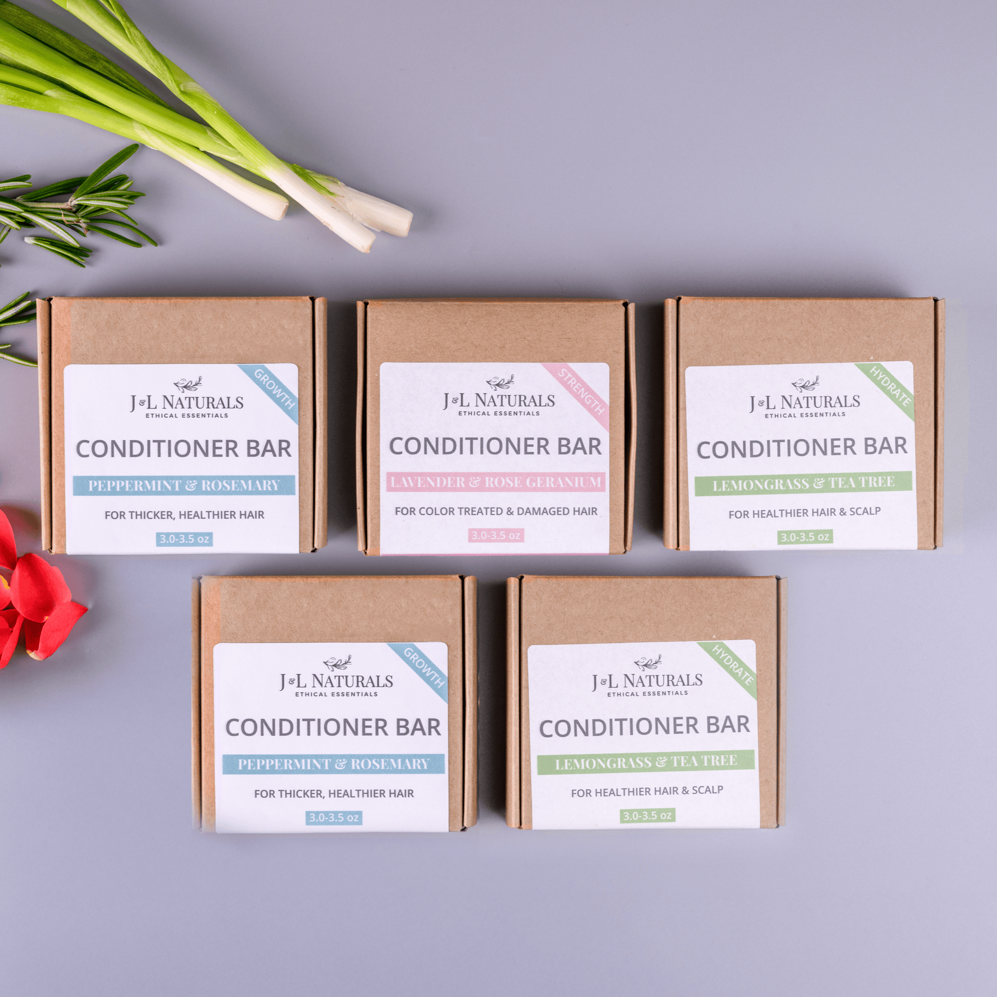J&amp;L Naturals Conditioner Bar Sulfate-Free Conditioner Bar Bundle (5-Pack)