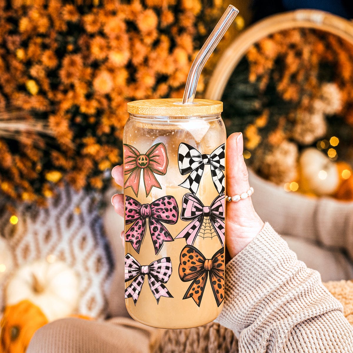 Gia Roma Travel Mug, Coffee Cup, Drinkware Fall Bows 20oz