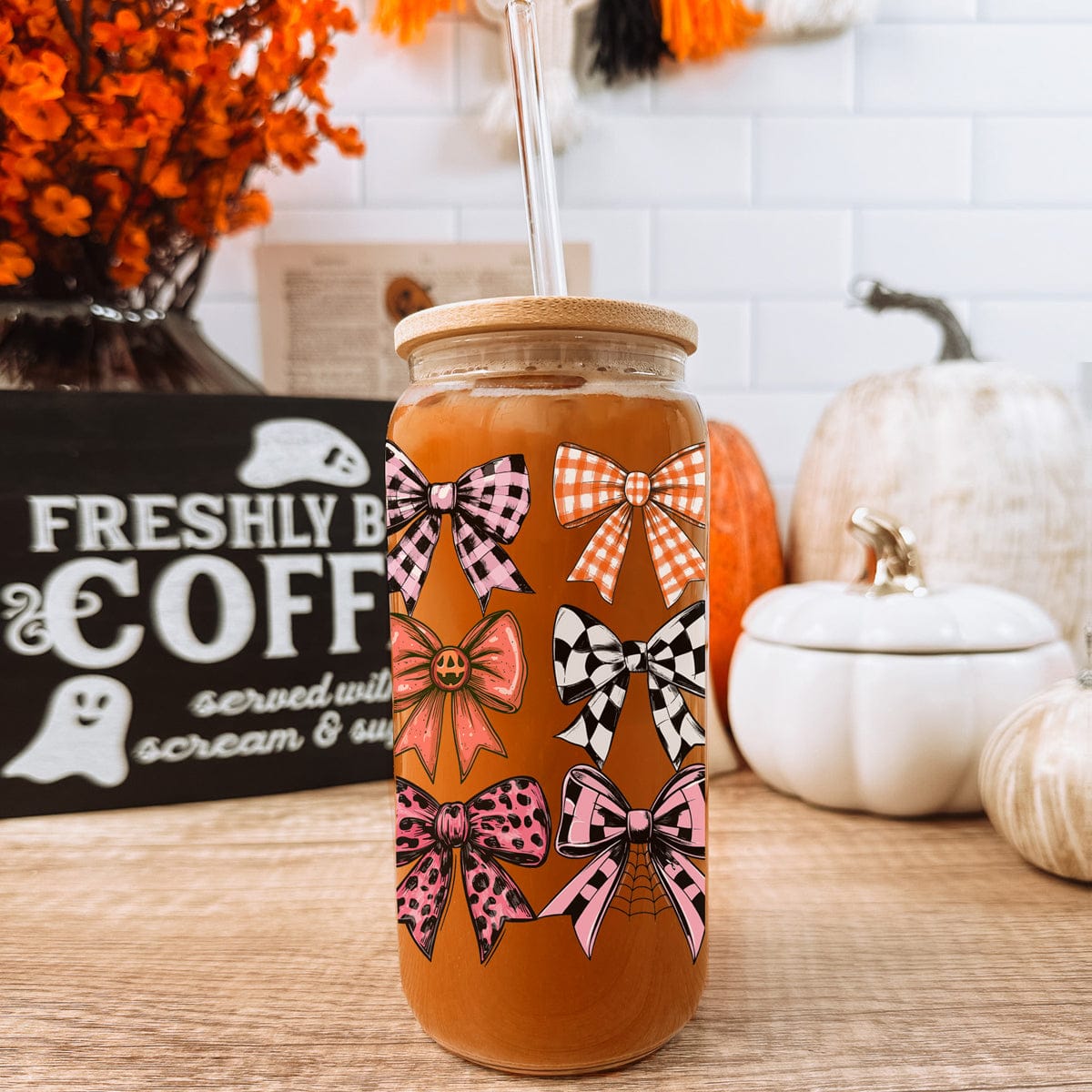Gia Roma Travel Mug, Coffee Cup, Drinkware Fall Bows 20oz