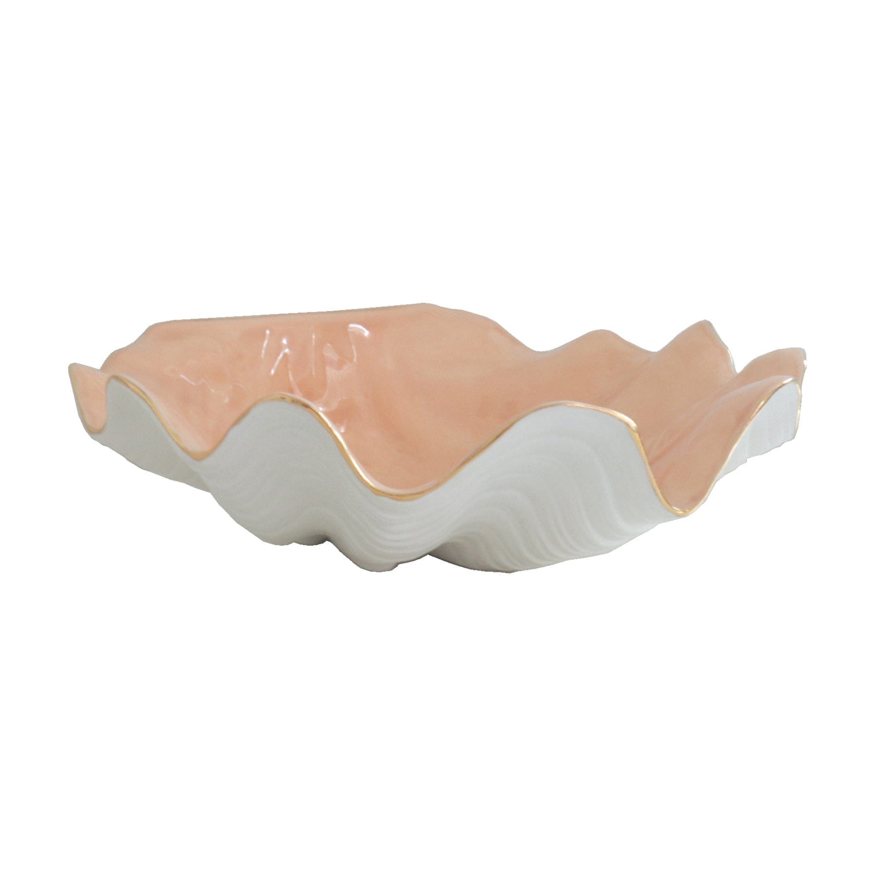 Ruby Clay Company Accessory Small / Coral Clam Shell Bowl with 22K Gold Accent