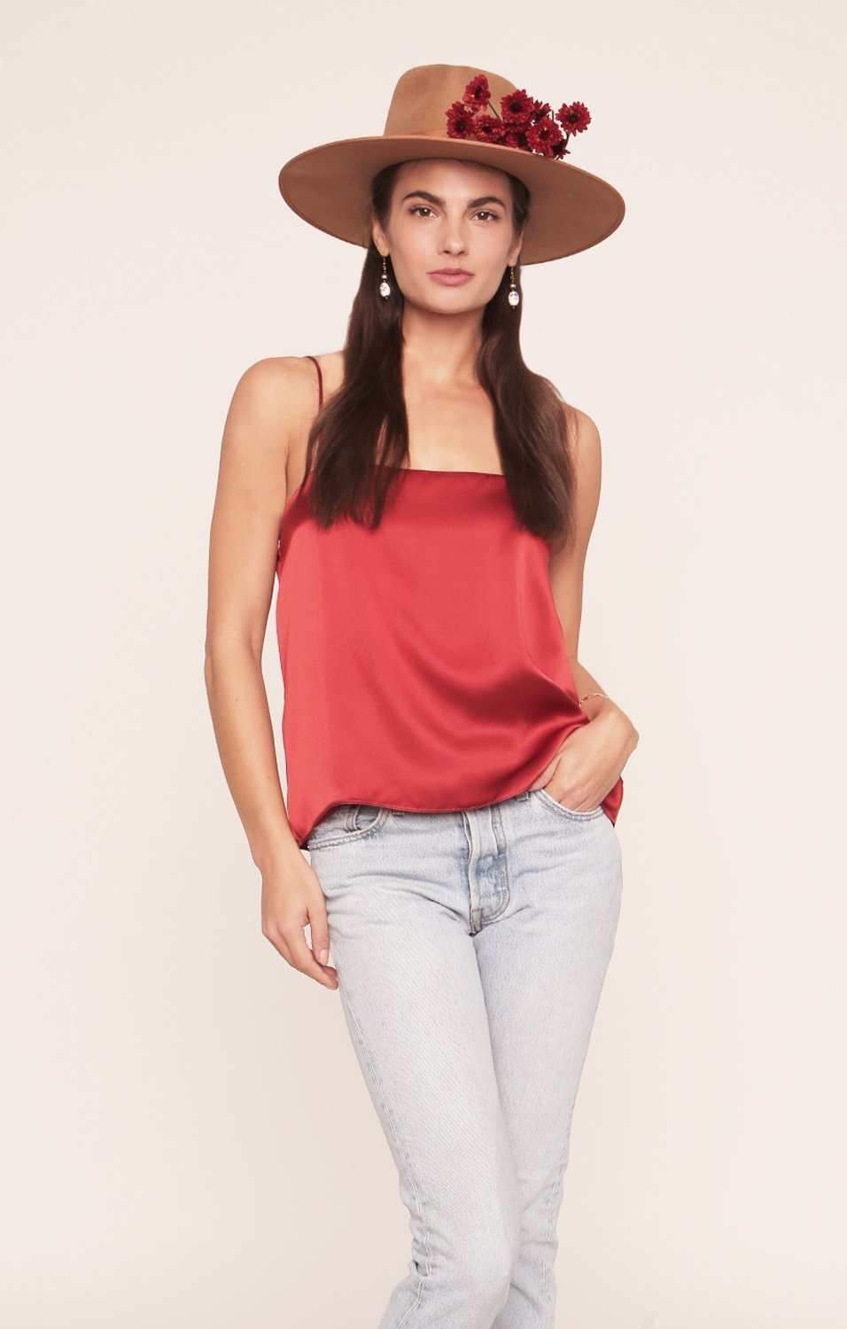 Corinne Silk Camisole - Burnt Orange