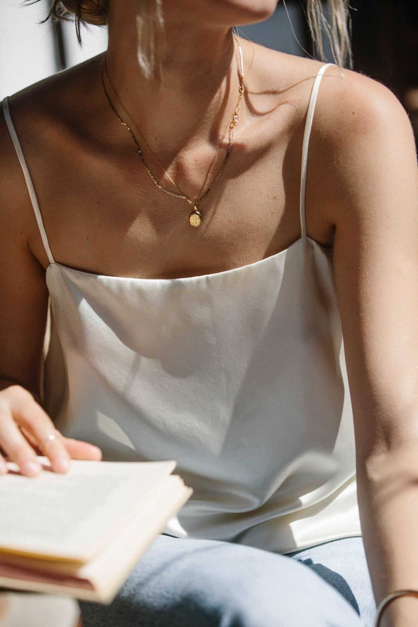 Corinne Silk Camisole - Ivory White