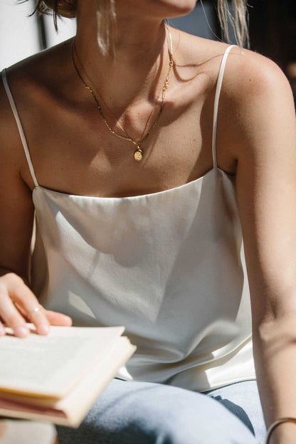 Corinne Silk Camisole - Ivory White