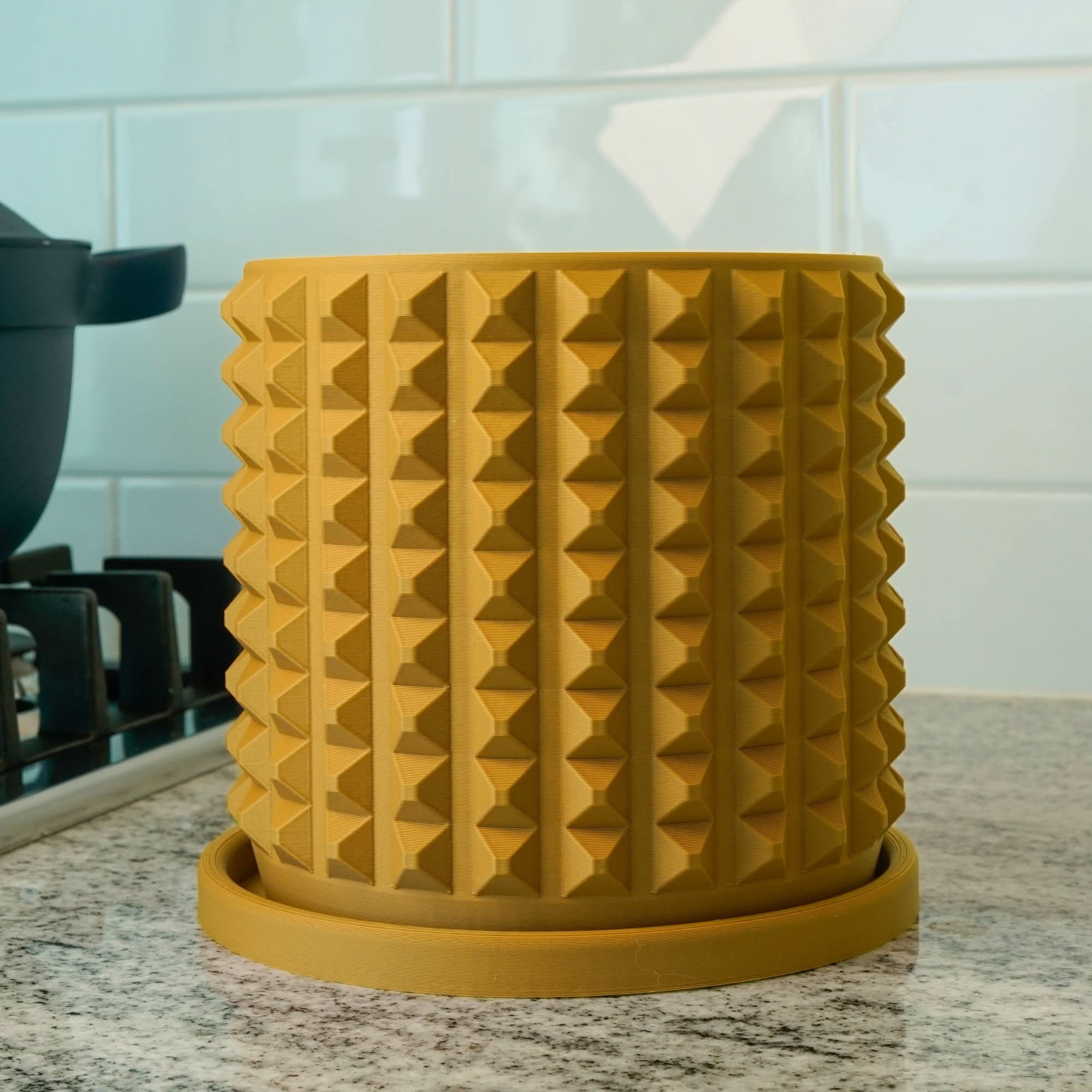 Rosebud HomeGoods Mustard / 4 Inch - No Tray Cubist Planter with Drainage