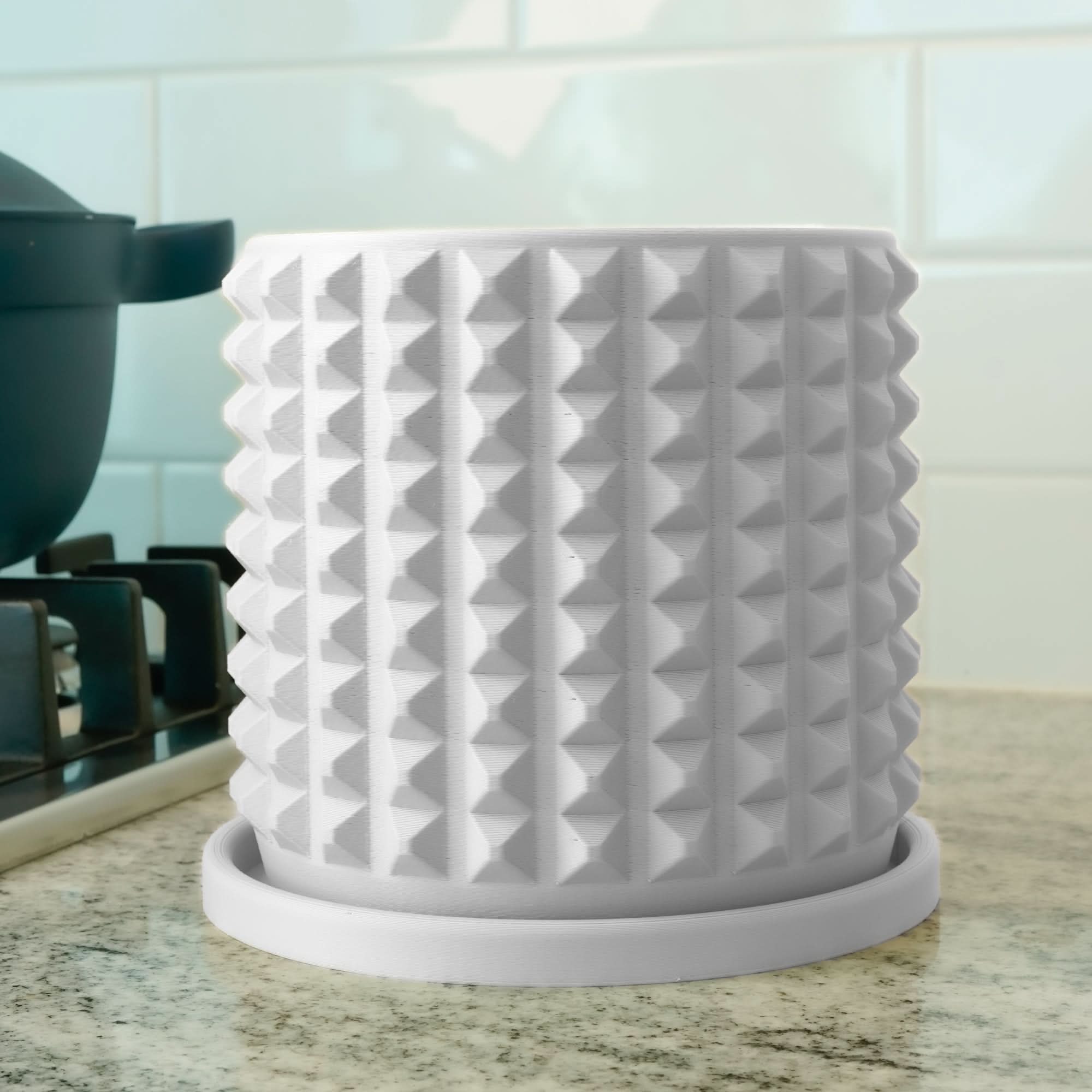 Rosebud HomeGoods White / 4 Inch - No Tray Cubist Planter with Drainage