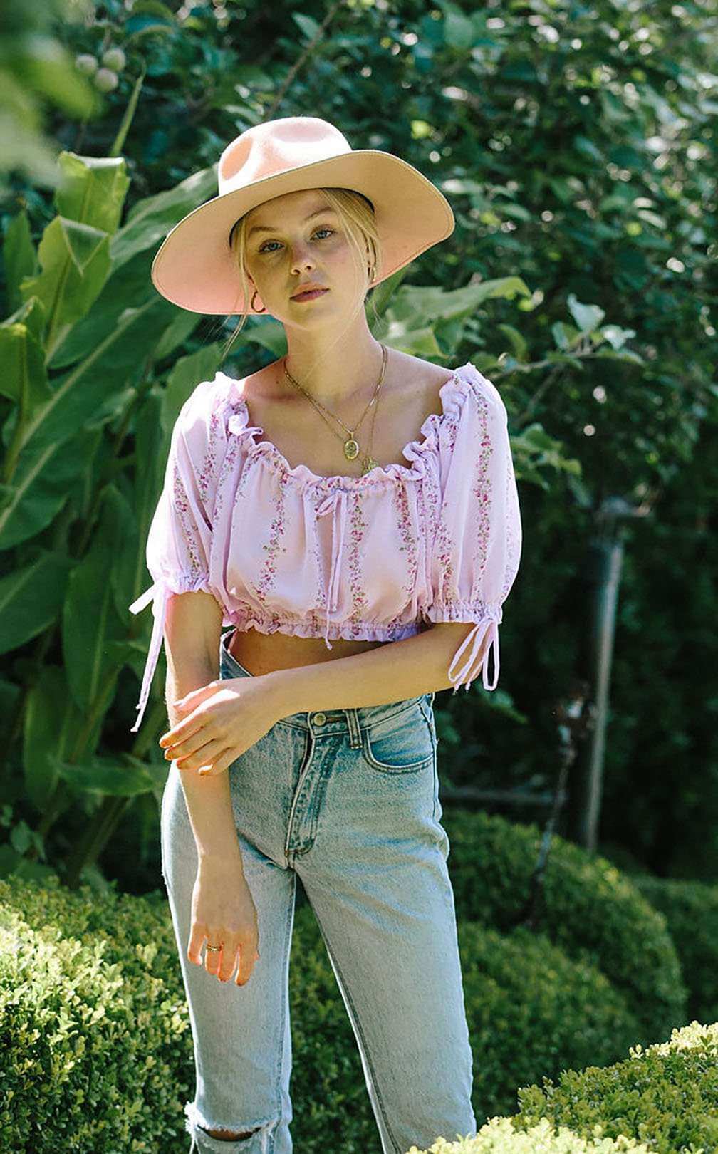 Dahlia Purple Floral Crop Top