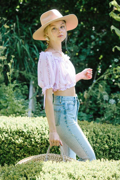 Dahlia Purple Floral Crop Top