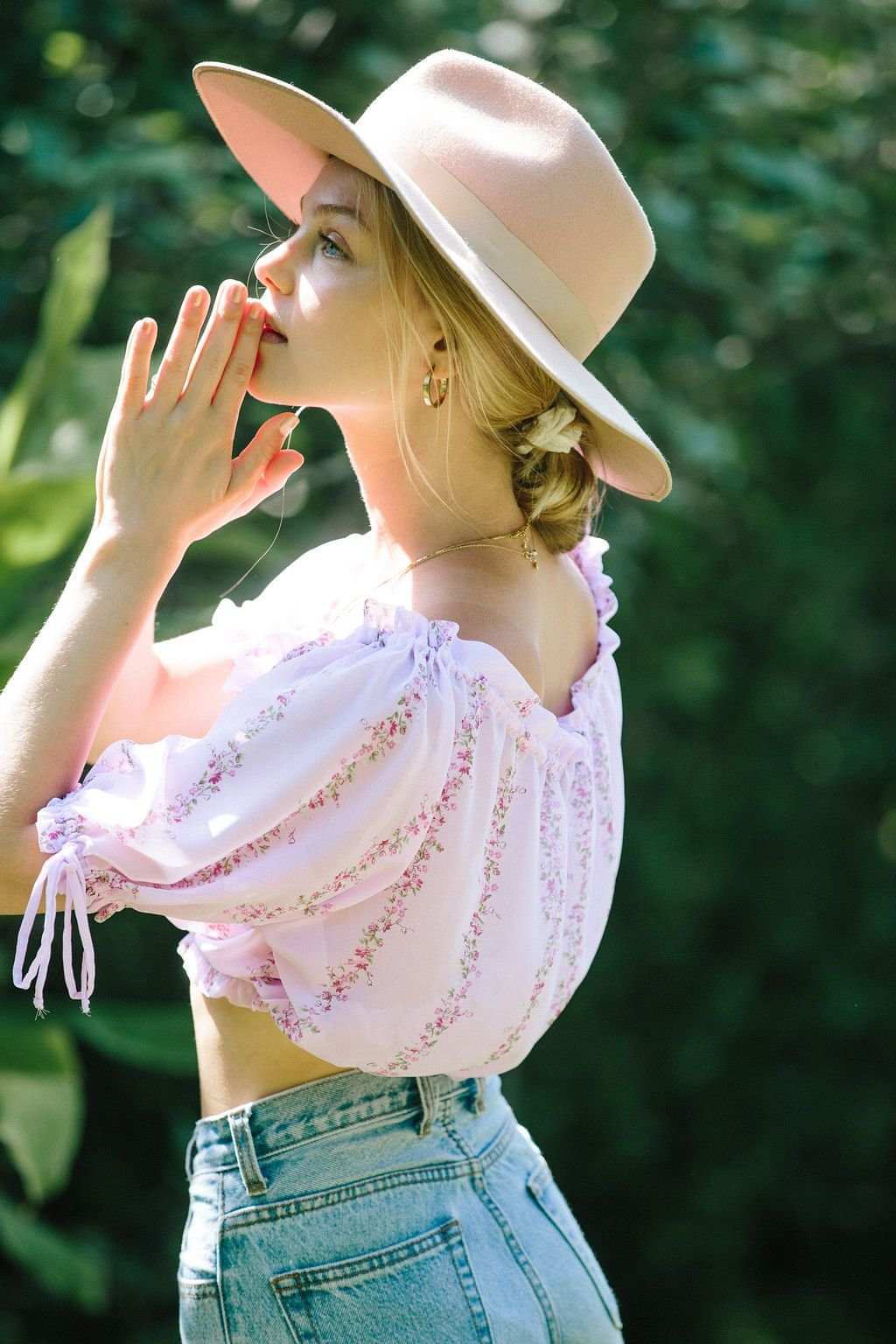 Dahlia Purple Floral Crop Top