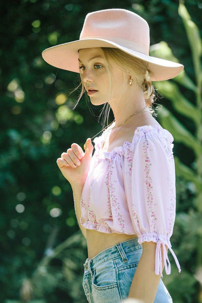 Dahlia Purple Floral Crop Top