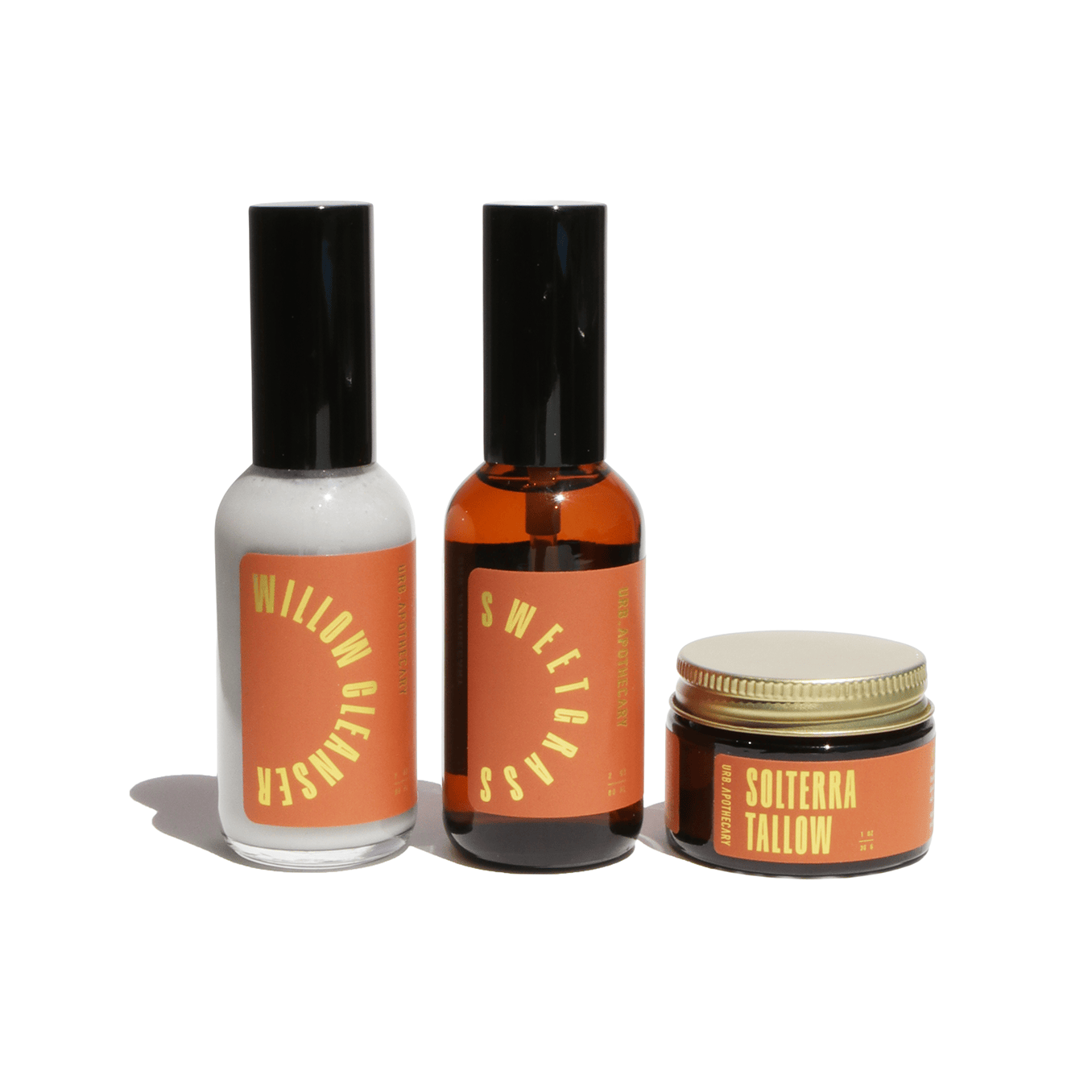 URB APOTHECARY CLEANSER Full-Size / Willow/ Sweetgrass Mist/ Solterra Tallow Vitamin C Balm Daily Cleansing Bundle with Willow Cleanser - Prone Skin