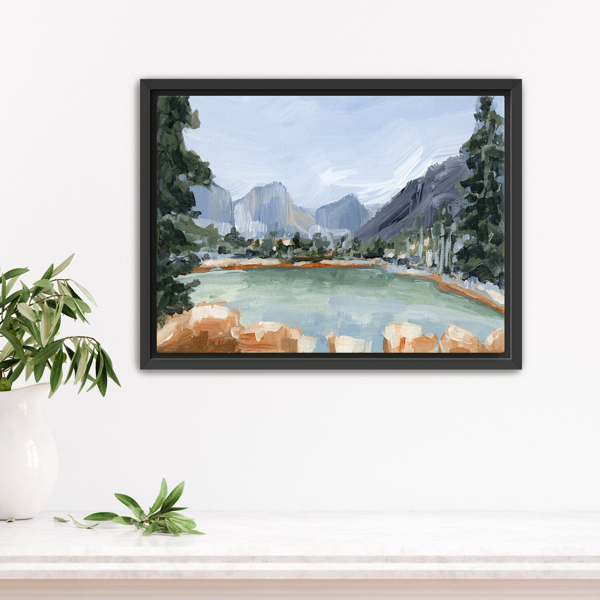 Katie Garrison Art Print Stretched Canvas / 8x10 in / Black Frame "Delta Lake" Art Print