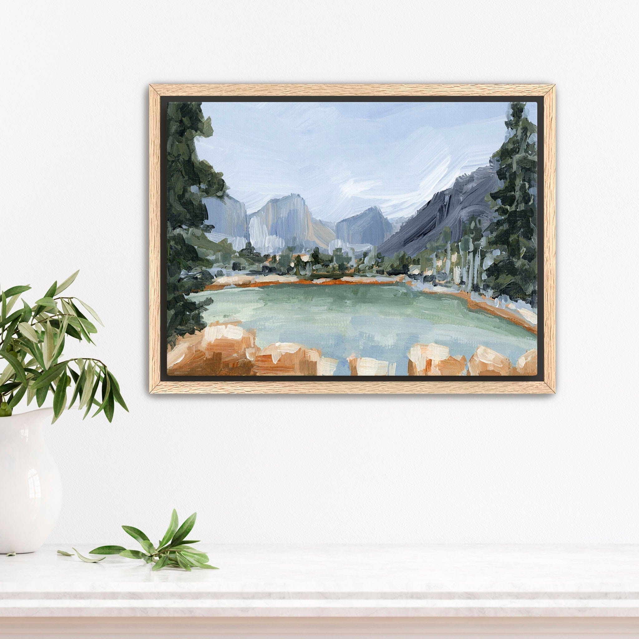 Katie Garrison Art Print Stretched Canvas / 8x10 in / Oak Frame "Delta Lake" Art Print