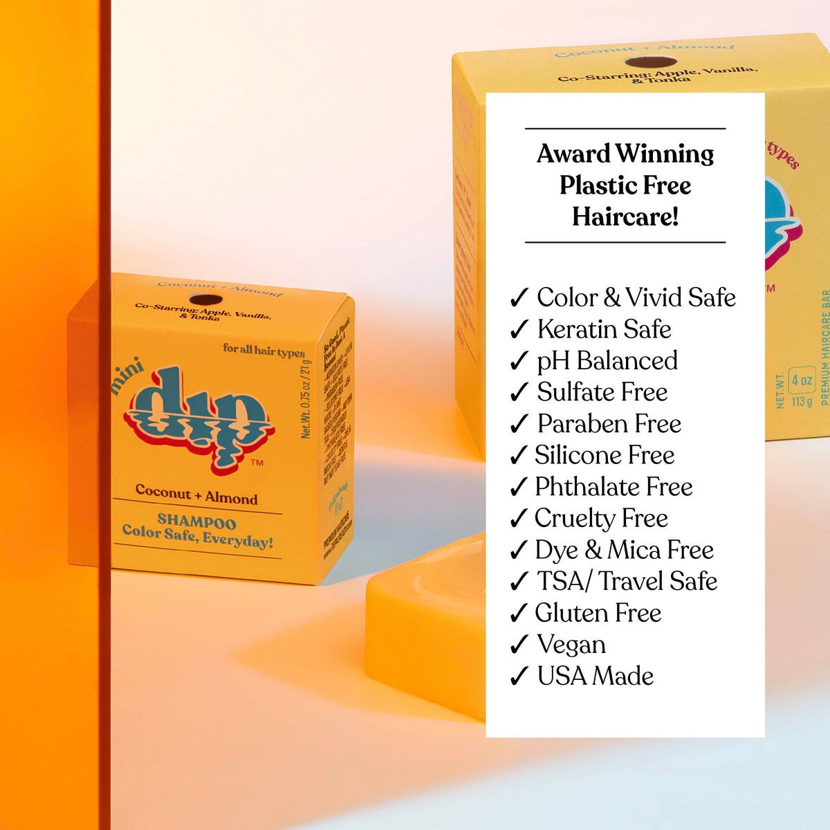 Mini Dip Shampoo Bar: Color Safe, Everyday - Coconut &amp; Almond