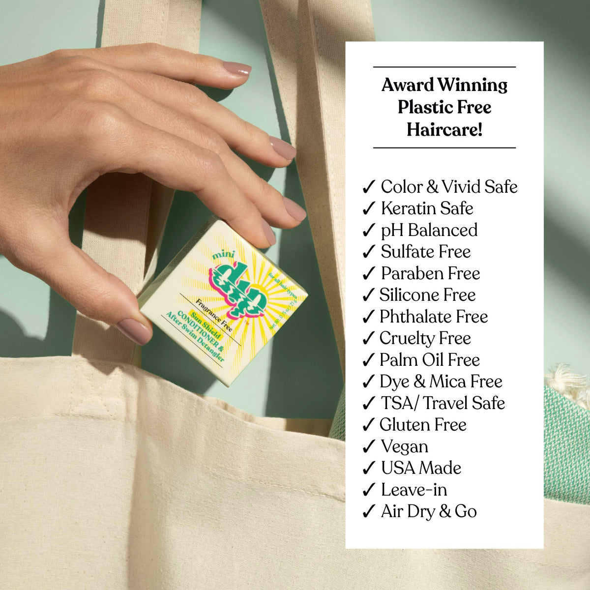 Mini Dip Sun Shield: Conditioner Bar &amp; After Swim Detangler Fragrance Free