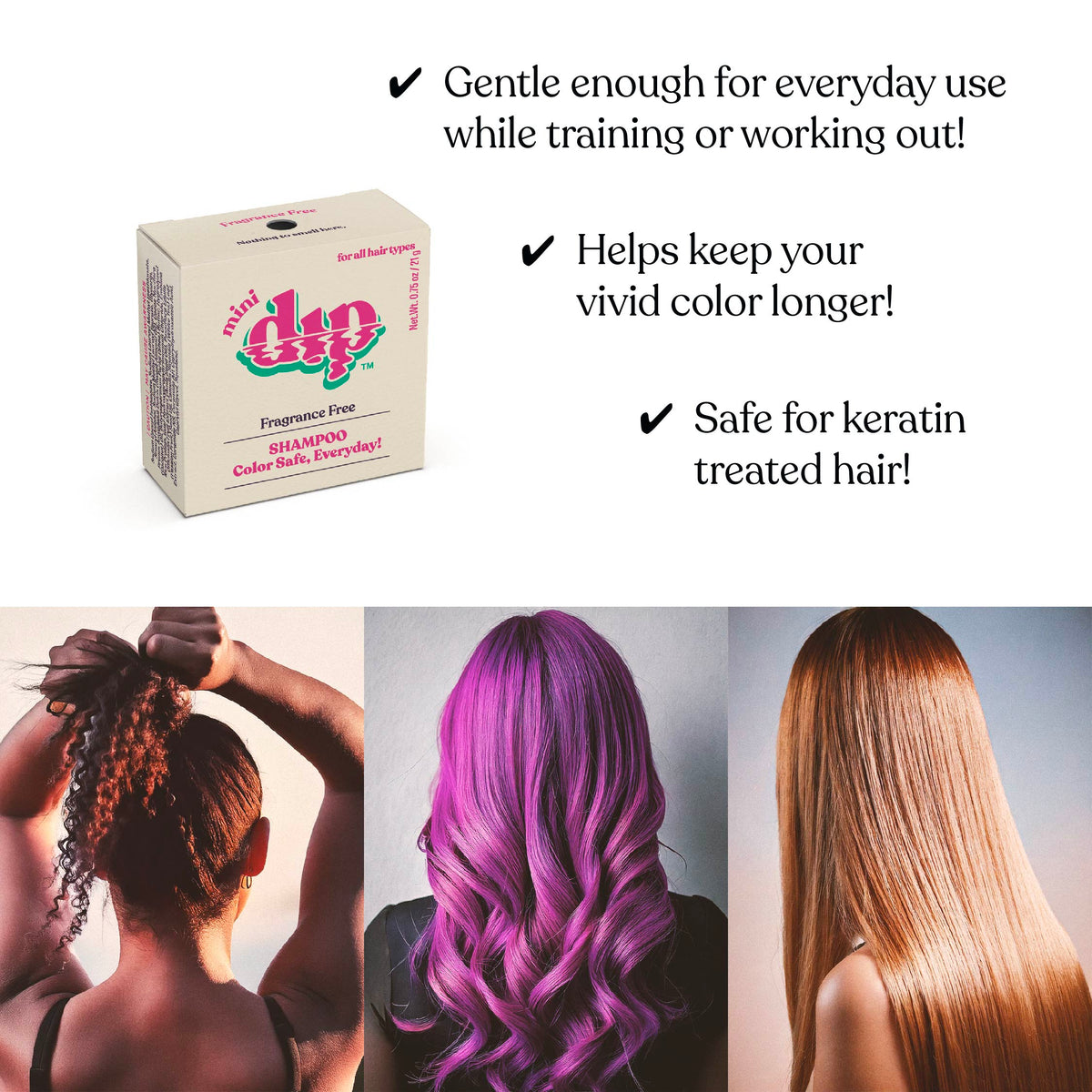 Mini Dip Shampoo Bar: Color Safe, Everyday - Fragrance Free