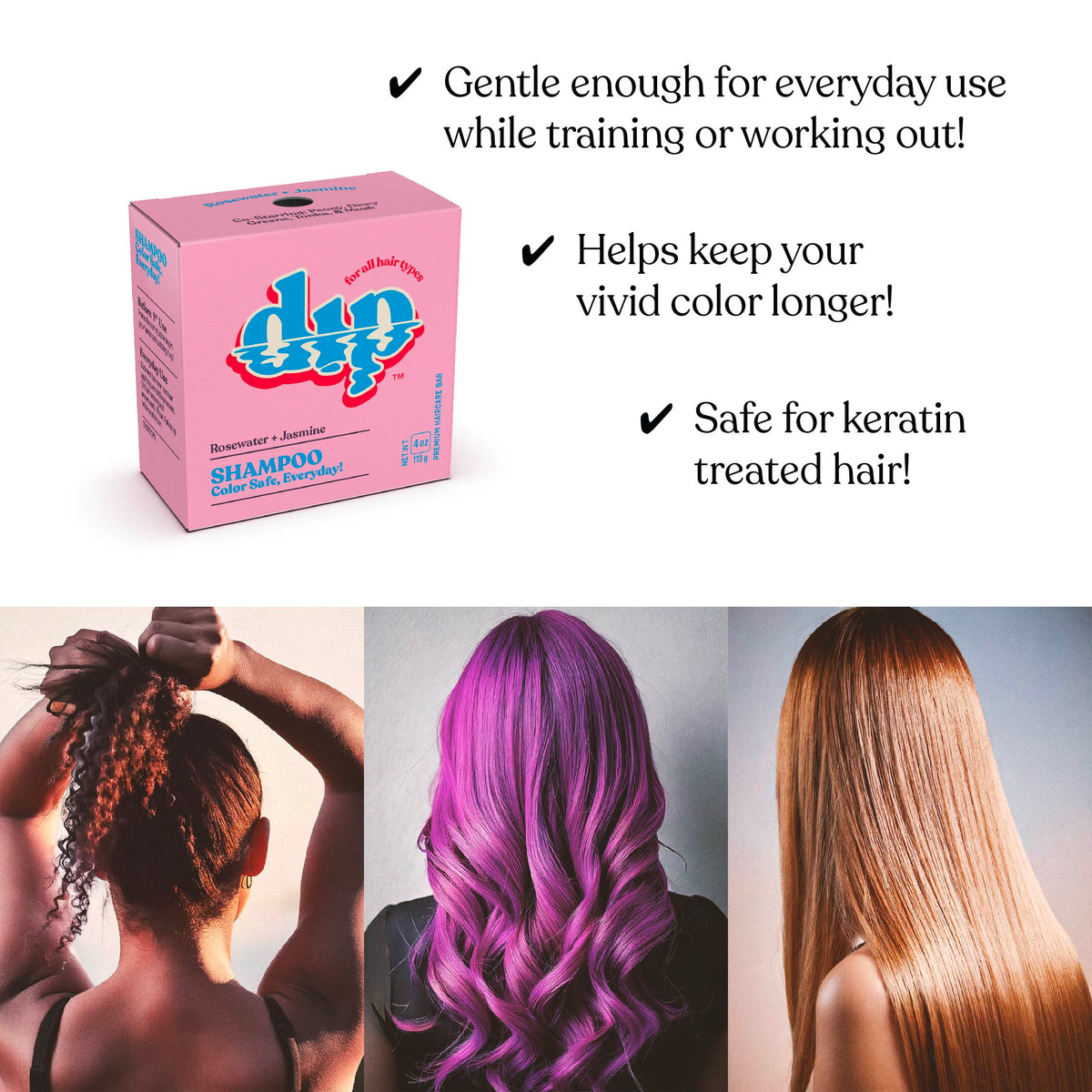 Dip Shampoo Bar: Color Safe, Everyday- Rosewater &amp; Jasmine