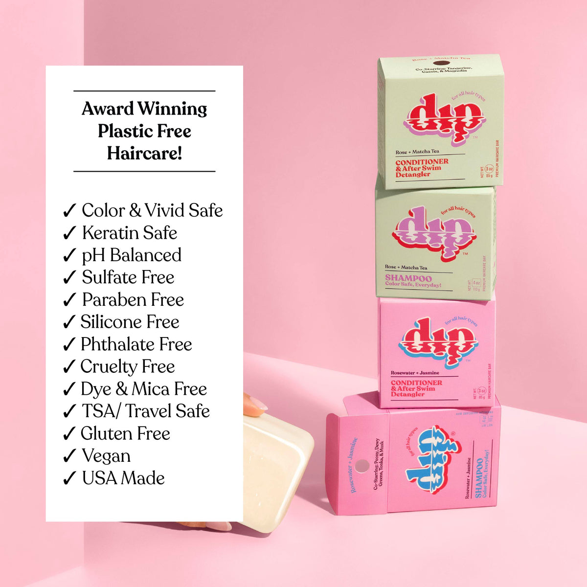 Dip Shampoo Bar: Color Safe, Everyday- Rosewater &amp; Jasmine