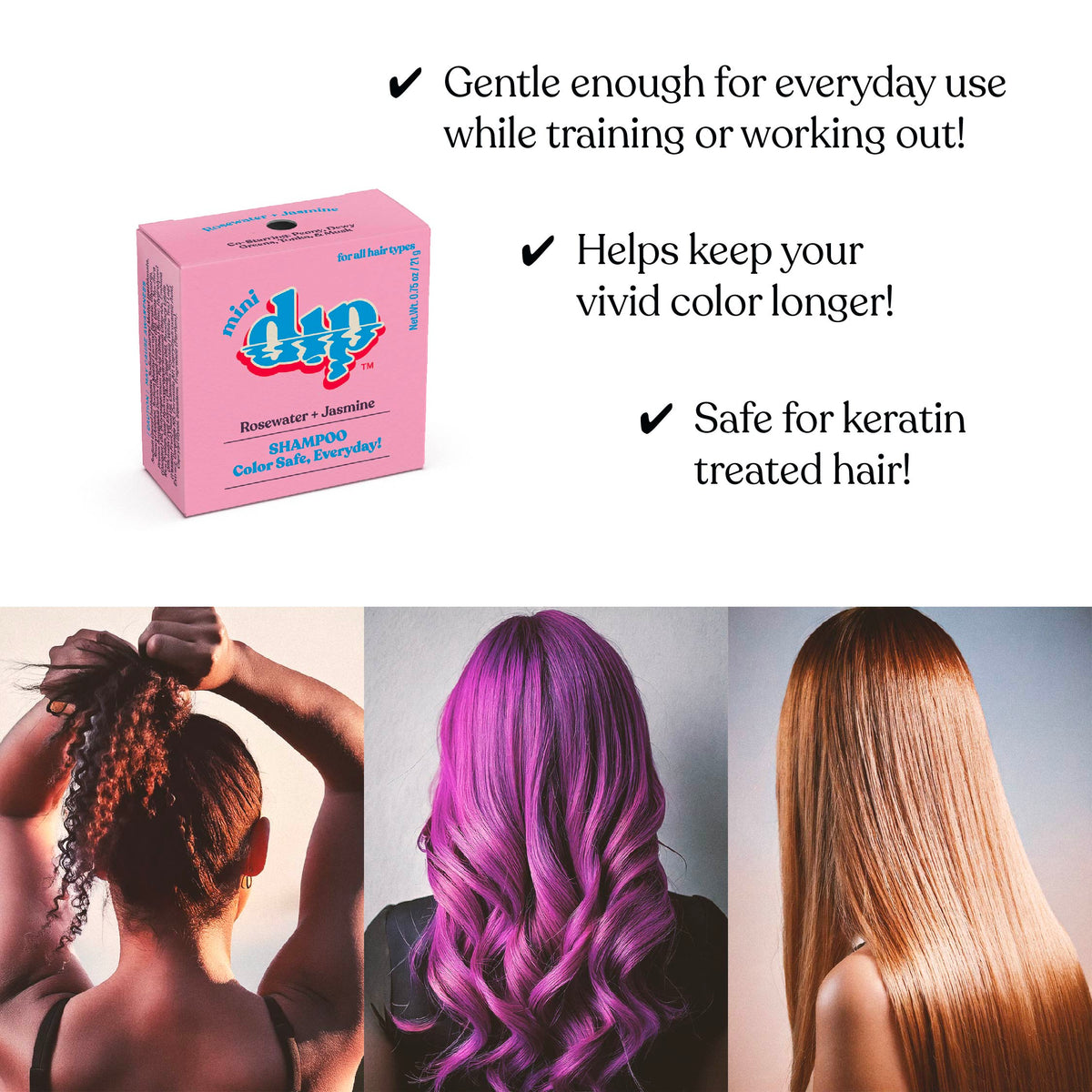 Mini Dip Shampoo Bar: Color Safe, Everyday - Rosewater &amp; Jasmine