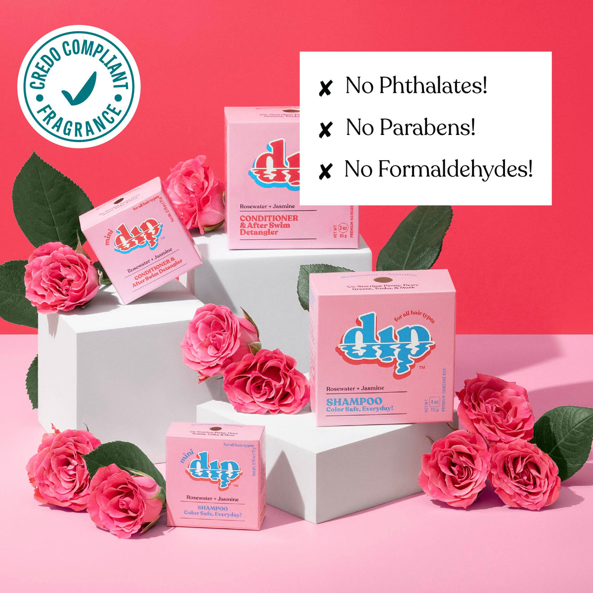 Mini Dip Shampoo Bar: Color Safe, Everyday - Rosewater &amp; Jasmine