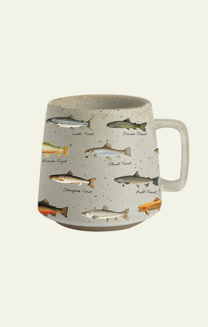 Mug with fish illustrations on a white background