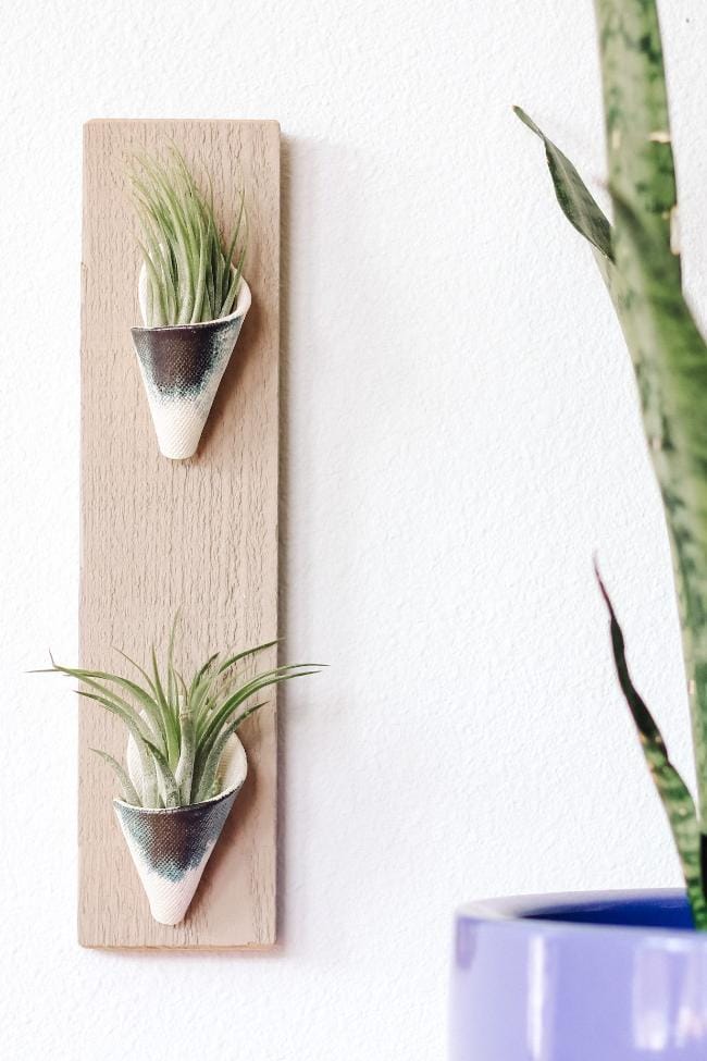 Carter + Rose Indigo / With Plant Double Ceramic Wall Planter