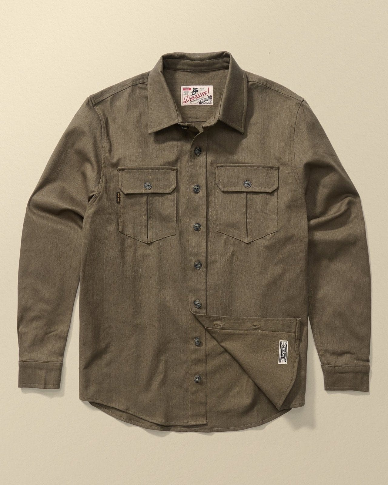 Devium Shirts Old Moss Green / S Draftsman Twill Slub Overshirt