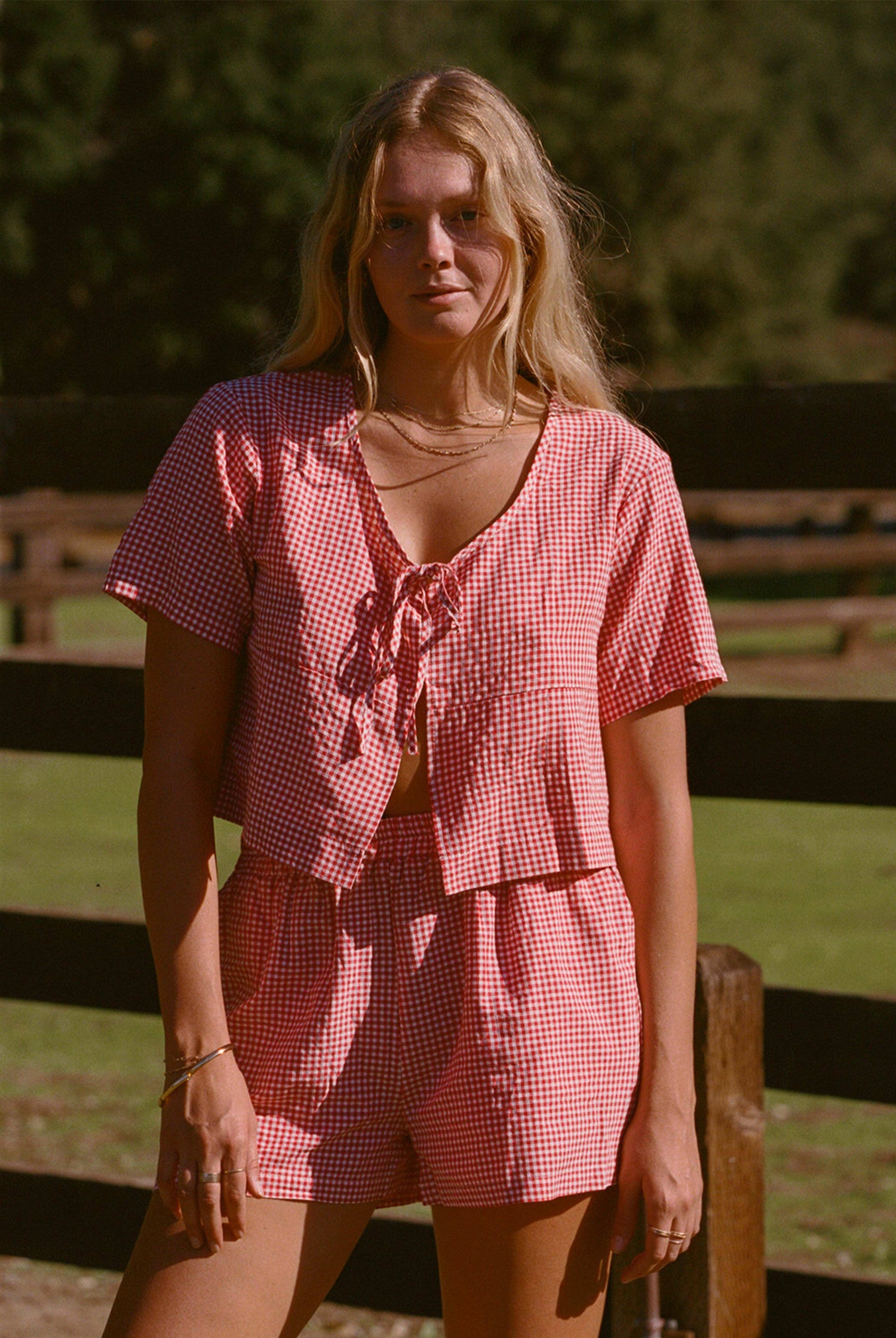 Dylan Red &amp; White Gingham Set
