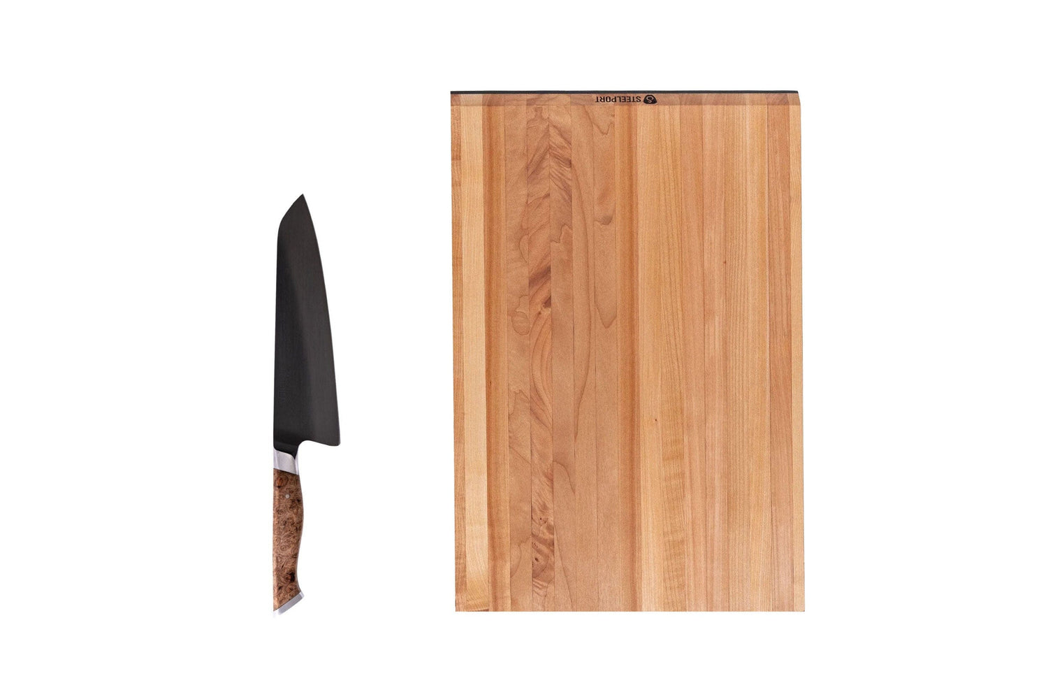 STEELPORT Knife Co. Set Edge-Grain Oregon Maple Everyday Knife &amp; Board Set