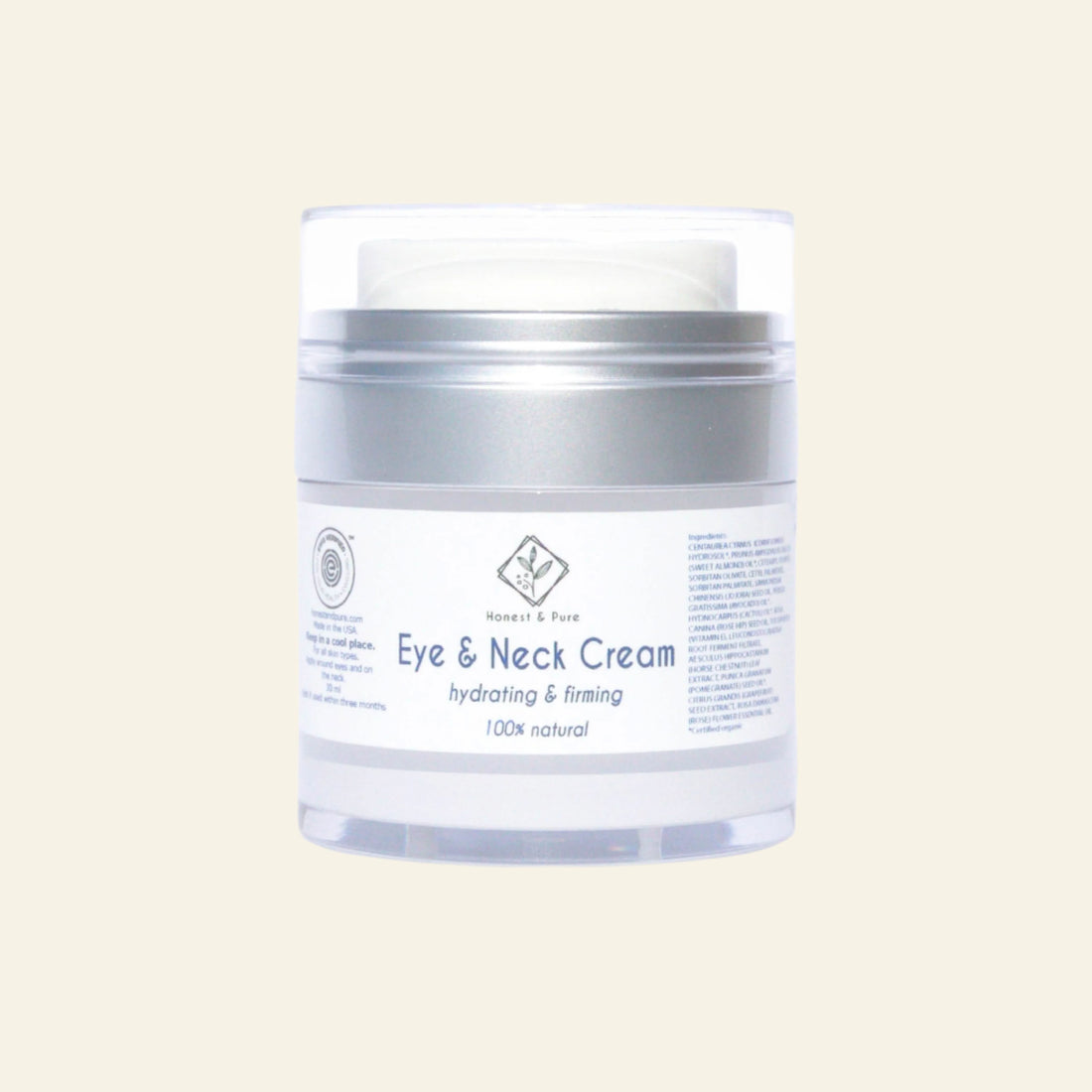 Eye and neck cream jar on a white background
