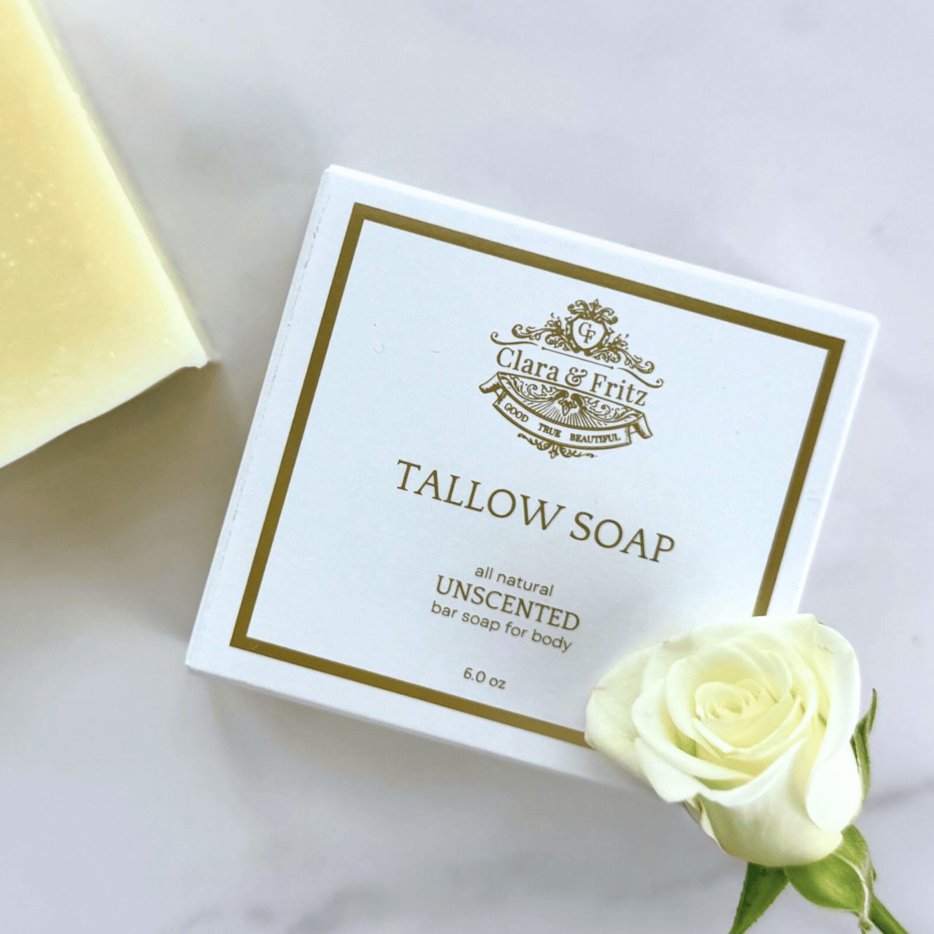 Clara &amp; Fritz Single / Unscented Bar Tallow Body Soap Bar