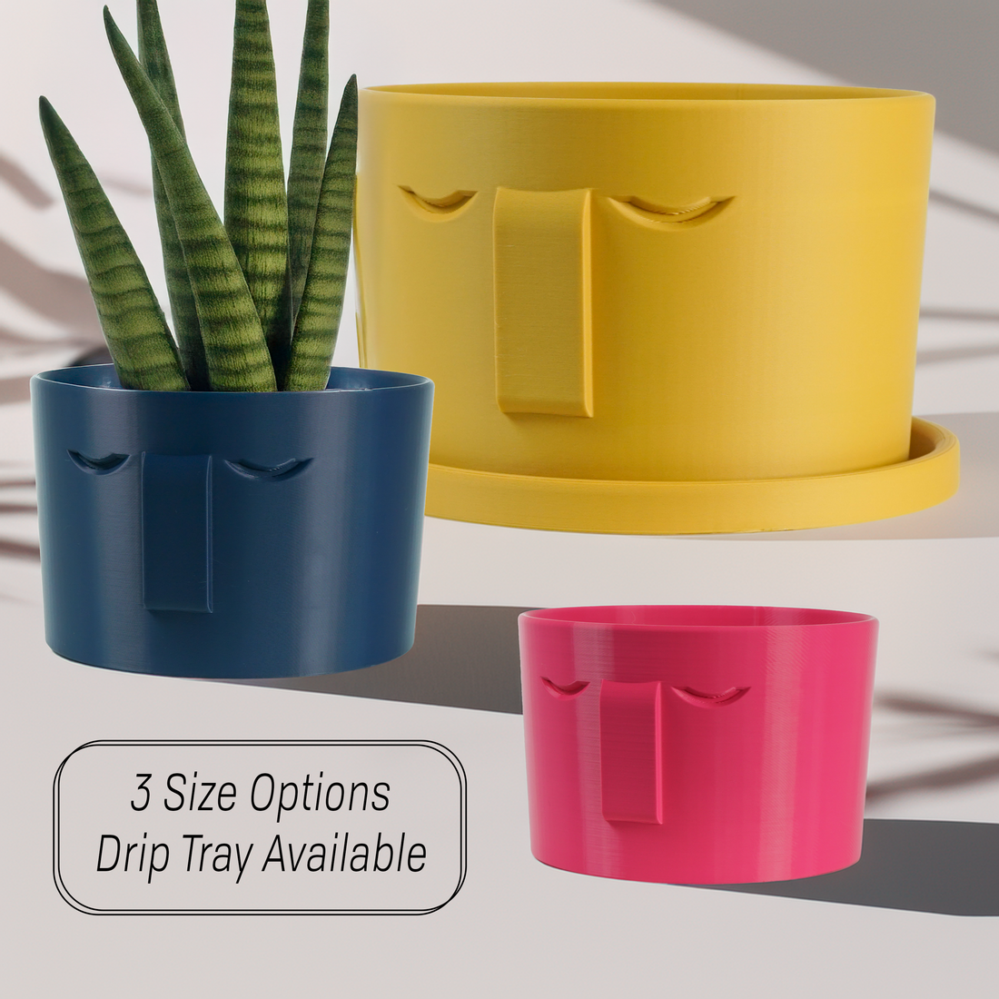 Minimal Face Planter, Small Medium Large, With Drip Tray and Great Drainage - My American Goods