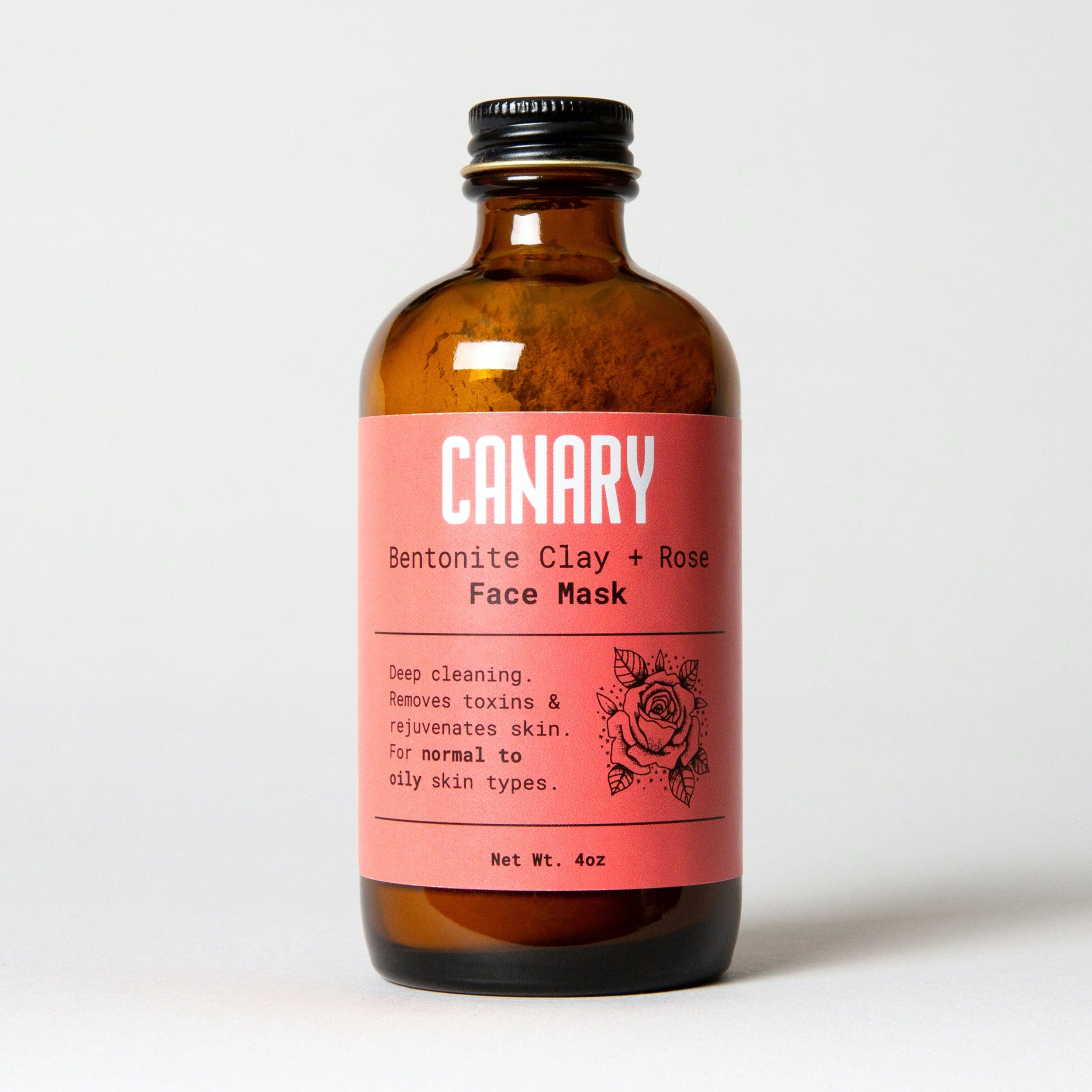 Canary Face Mask 5oz Bottle Bentonite Clay + Rose Face Mask