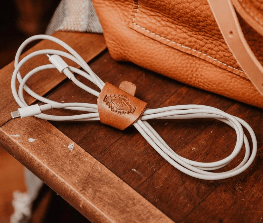 The Local Branch Leather Caramel Leather Headphone/Cord Keeper  - USA Made