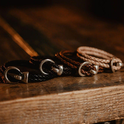 The Local Branch Leather Black / S Braided Leather Bracelet - USA Made