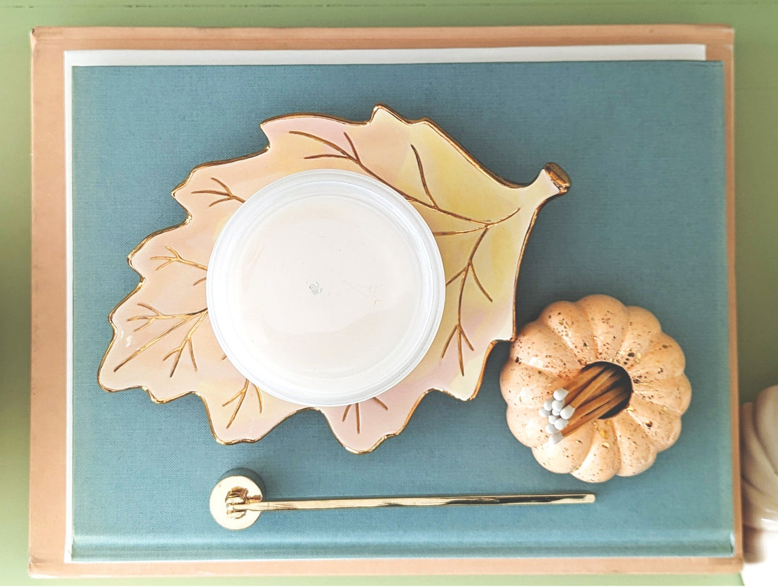 Ruby Clay Company Accessory Large Tray Watercolor Leaf Trays with 22K Gold Accents