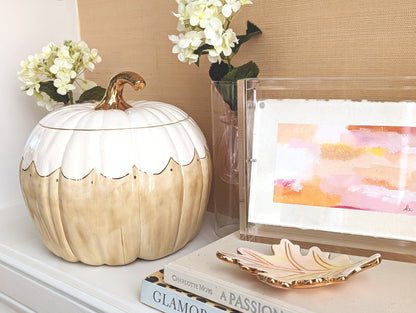 Ruby Clay Company Accessory Small Tray Watercolor Leaf Trays with 22K Gold Accents