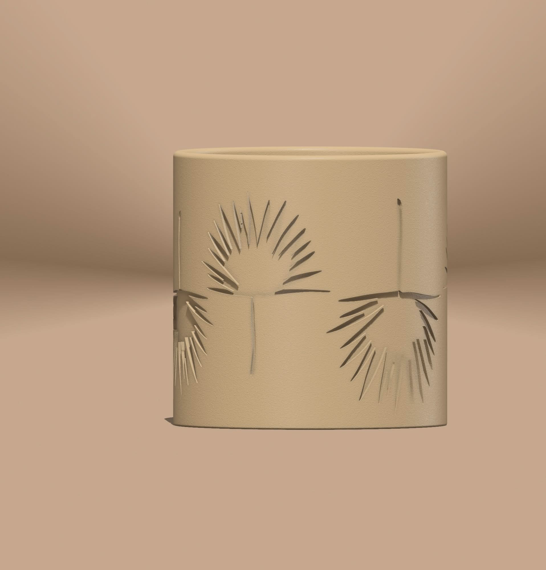 Rosebud HomeGoods Pots &amp; Planters Beige / 4 / With Drip Tray Fan Palm Pot