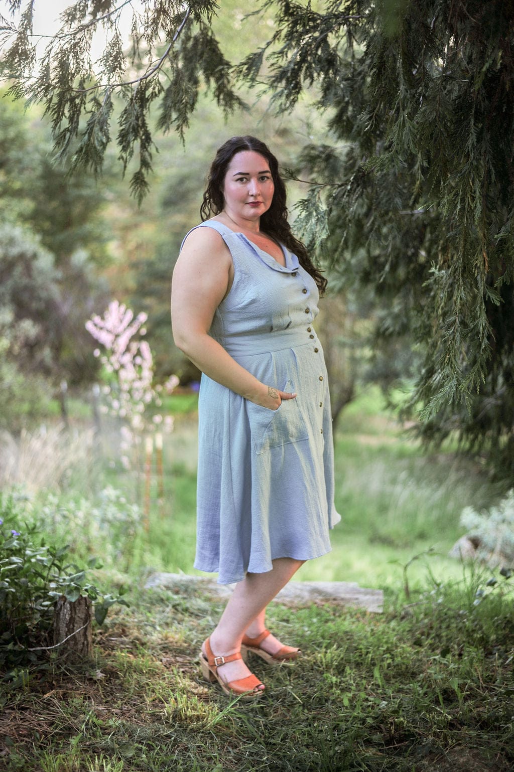 Field Day Dress Sheet Dress in BB Blue Texture Cotton