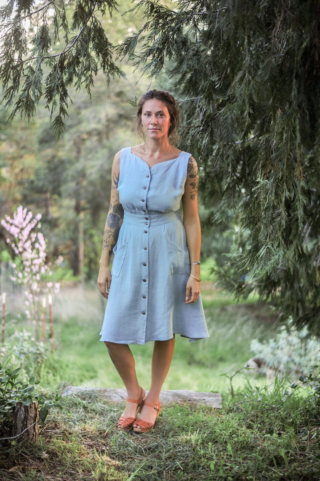 Field Day Dress Sheet Dress in BB Blue Texture Cotton
